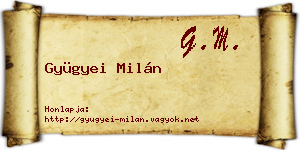 Gyügyei Milán névjegykártya
