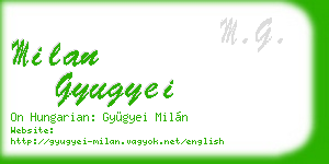 milan gyugyei business card
