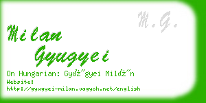 milan gyugyei business card